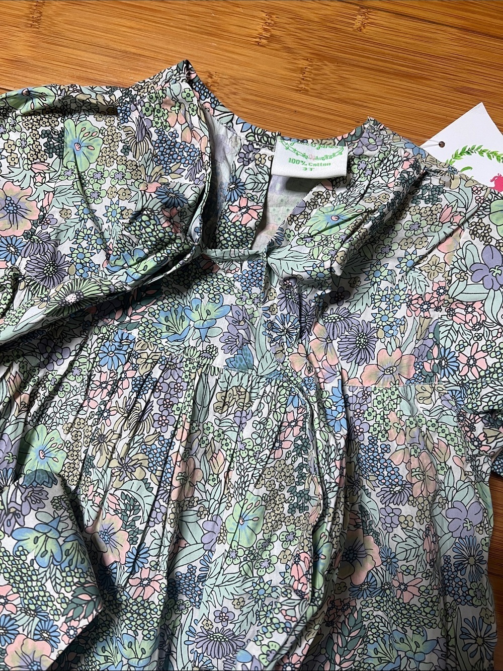 NWT Grace and James cotton ruffle sleeve dress size 3T - Picture 3 of 9